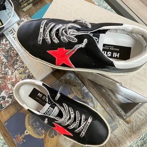 Golden Goose Hi Star Black with Neon Star